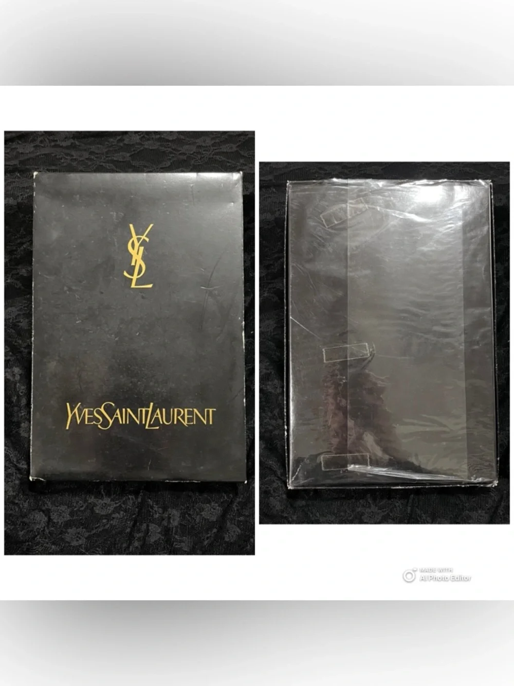 Vintage YSL Face Towel Sealed Box Blue Green Geometric Japan Uchino Luxury NEW